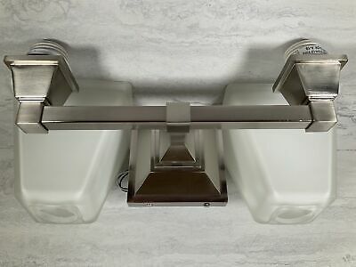 Denhelm 2-Light Brushed Nickel Bath Light with LED Bulbs (6922791944375)